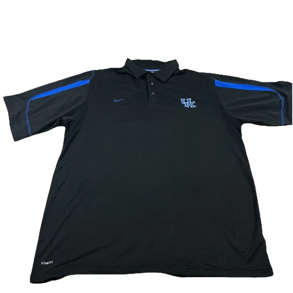 Nike Team Kentucky Wildcats Polo Shirt Men’s XXL Blue Black Sports Wear College